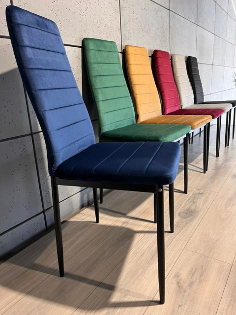 Krzesło tapicerowane zestaw 4 VALVA LINE VELVET BLUE