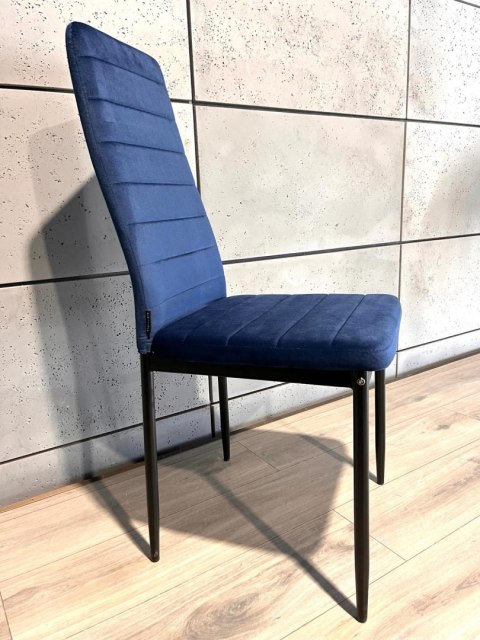 Krzesło tapicerowane zestaw 4 VALVA LINE VELVET BLUE