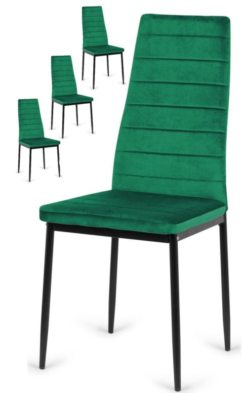 Krzesło tapicerowane zestaw 4 VALVA LINE VELVET GREEN