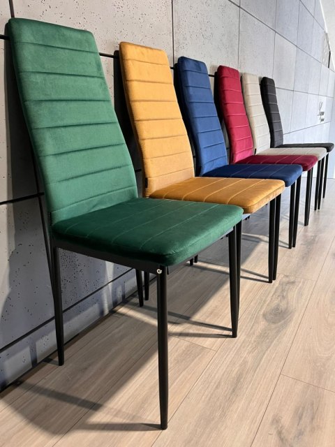 Krzesło tapicerowane zestaw 4 VALVA LINE VELVET GREEN