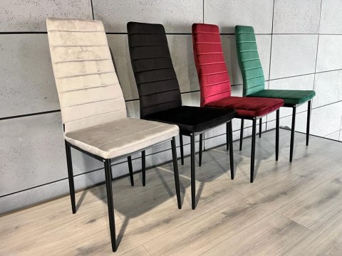 Krzesło tapicerowane zestaw 4 VALVA LINE VELVET GREY