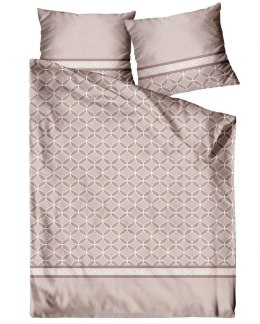 Pościel satynowa 160x200 beżowa geometria Viva Magenta Frotex 23