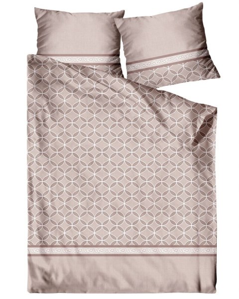 Pościel satynowa 160x200 beżowa geometria Viva Magenta Frotex 23