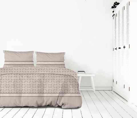 Pościel satynowa 160x200 beżowa geometria Viva Magenta Frotex 23