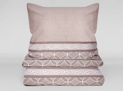 Pościel satynowa 160x200 beżowa geometria Viva Magenta Frotex 23