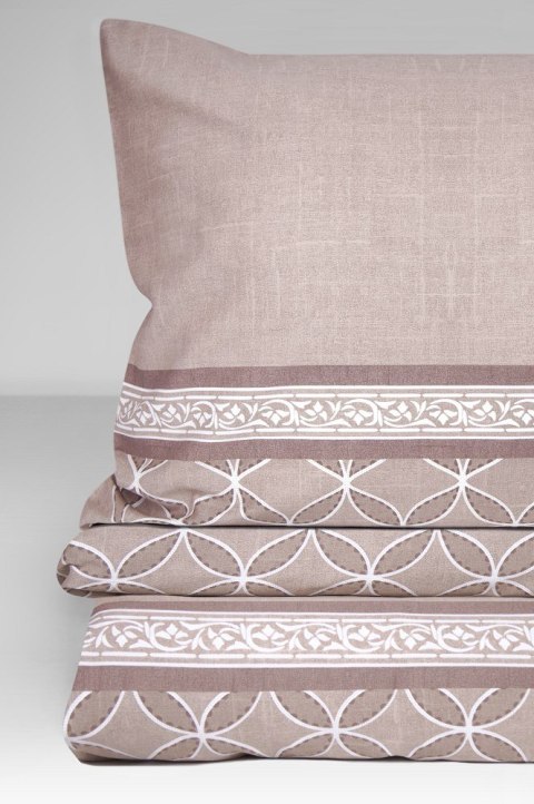 Pościel satynowa 160x200 beżowa geometria Viva Magenta Frotex 23