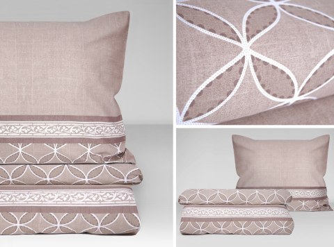 Pościel satynowa 160x200 beżowa geometria Viva Magenta Frotex 23