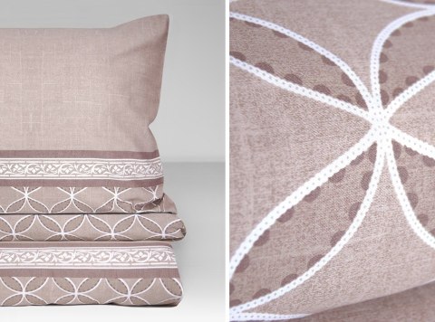 Pościel satynowa 160x200 beżowa geometria Viva Magenta Frotex 23