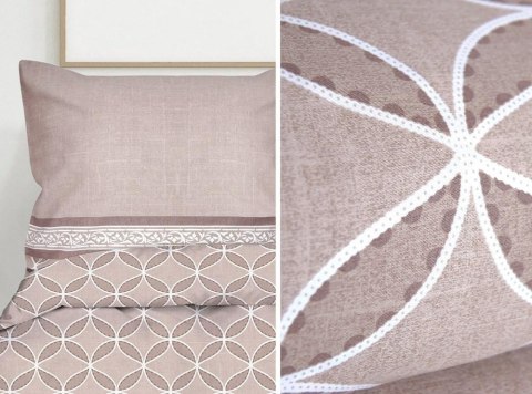 Pościel satynowa 160x200 beżowa geometria Viva Magenta Frotex 23