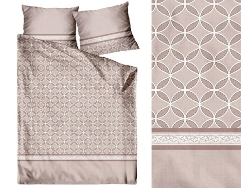 Pościel satynowa 160x200 beżowa geometria Viva Magenta Frotex 23