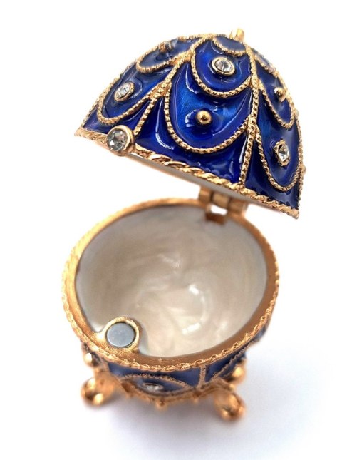 Ekskluzywne metalowa szkatułka z kryształkami - Jajo Fabergé - B0748-17 BL
