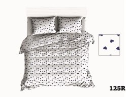 Pościel bawełniana 150x200 R125 biała serca serduszka granatowe 316D 1 poszewka 50x60