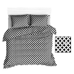 Pościel bawełniana 150x200 R145 czarna maroko białe 212N 1 poszewka 50x60