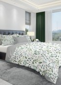 Pościel bawełniana 220x200 biała zielona szara listki gałązki 005 Fashion 23 Faro