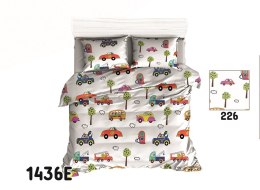 Pościel bawełniana 90x120 1436E biała Auta pojazdy policja straż pożarna 226N