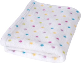 Kocyk z mikrofibry 75x100 Milly biały kolorowe grochy TKMMK-01