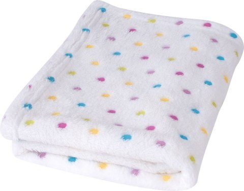 Kocyk z mikrofibry 75x100 Milly biały kolorowe grochy TKMMK-01