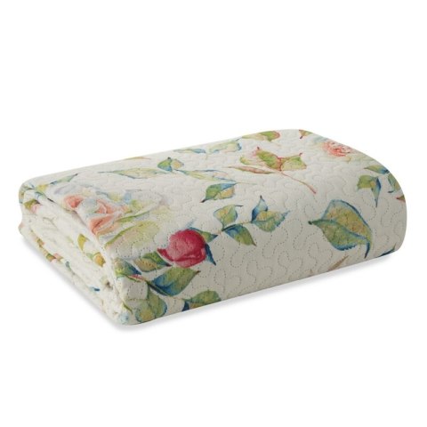 Narzuta dekoracyjna 200x220 Rosa róże kremowa kolorowa D91