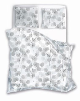 Pościel bawełniana 220x200 biała szara gałązki liście 013 Fashion 23 Faro
