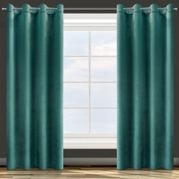 Zasłona gotowa na przelotkach 140x250 turkusowa ciemna welurowa Rosa