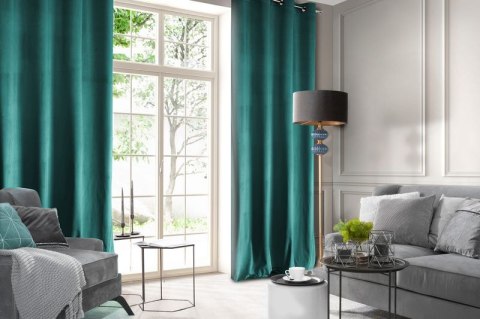 Zasłona gotowa na przelotkach 140x250 turkusowa ciemna welurowa Rosa