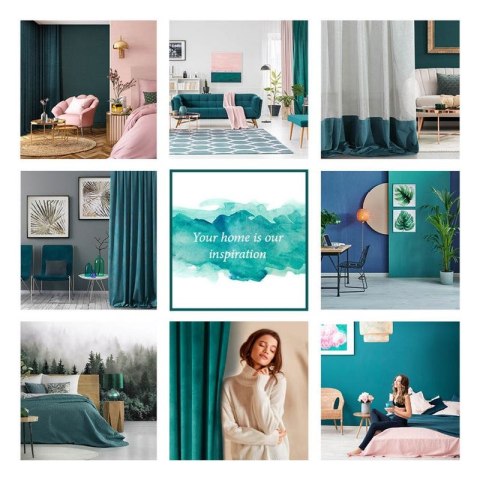 Zasłona gotowa na przelotkach 140x250 turkusowa ciemna welurowa Rosa