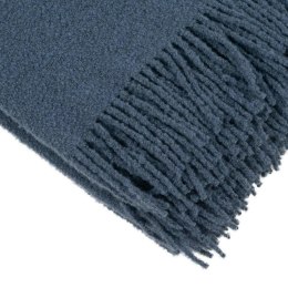 Koc wełniany merynos Bukle 140x200 stalowy z frędzlami