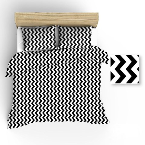 Pościel bawełniana 150x200 R018 biała zygzak czarny 60N 1 poszewka 50x60