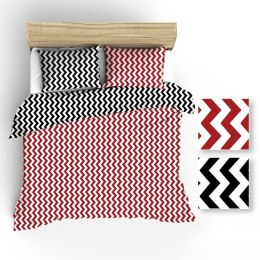 Pościel bawełniana 160x200 R001 biała zygzak czarny czerwony 60N 64N