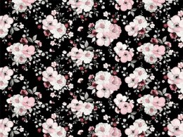 Pościel bawełniana 160x200 kwiaty czarna różowa 1476N Classic