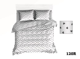 Pościel bawełniana 200x220 R120 biała serca serduszka szare 274D