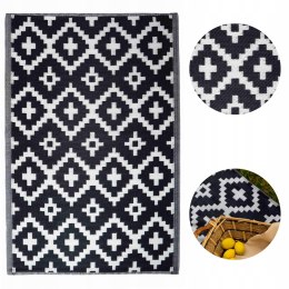 Dywan zewnętrzny 90x150 Persa na balkon taras czarny biały geometria