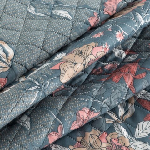 Narzuta dekoracyjna 220x240 Flower 05 turkusowa kolorowa kwiaty D91