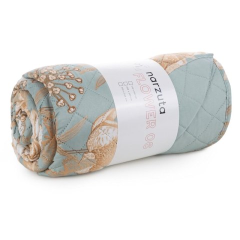 Narzuta dekoracyjna 220x240 Flower 06 miętowa beżowa ptaszki kwiatki D91