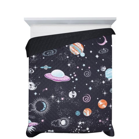 Narzuta na łóżko 170x210 Kids 10 Kosmos czarna kolorowa dziecięca/młodzieżowa D91