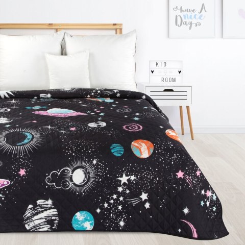 Narzuta na łóżko 170x210 Kids 10 Kosmos czarna kolorowa dziecięca/młodzieżowa D91