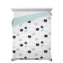 Narzuta na łóżko 170x210 Kids 13 Koty biała czarna miętowa dziecięca/młodzieżowa D91