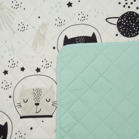 Narzuta na łóżko 170x210 Kids 13 Koty biała czarna miętowa dziecięca/młodzieżowa D91