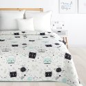 Narzuta na łóżko 170x210 Kids 13 Koty biała czarna miętowa dziecięca/młodzieżowa D91