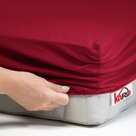 Prześcieradło jersey z gumką 180x200 bordowe 026 grube 150g/m2 KARO