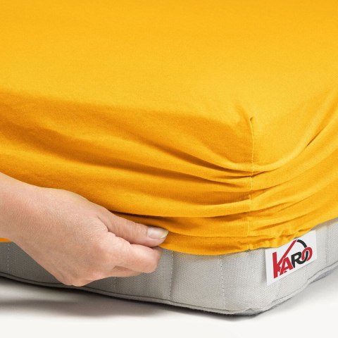 Prześcieradło jersey z gumką 200x220 musztardowe słoneczne 005 grube 150g/m2 KARO
