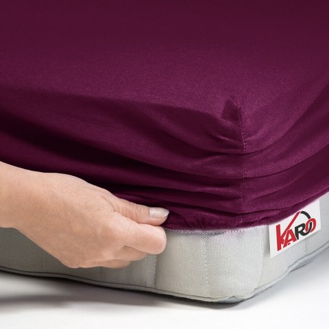 Prześcieradło jersey z gumką 80x160 śliwkowe 027 grube 150g/m2 KARO