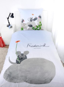 Pościel bawełniana 140x200 Leo Lionni`s myszki błękitna szara poszewka 70x90 H24