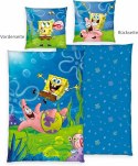 Pościel bawełniana 140x200 Spongebob niebieska kolorowa poszewka 70x90 H24