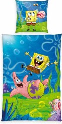Pościel bawełniana 140x200 Spongebob niebieska kolorowa poszewka 70x90 H24