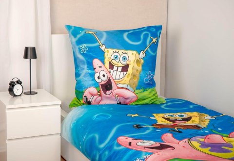 Pościel bawełniana 140x200 Spongebob niebieska kolorowa poszewka 70x90 H24