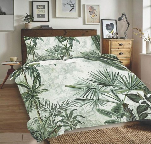 Pościel bawełniana 220x200 Liście palmy zielona Universal Matex