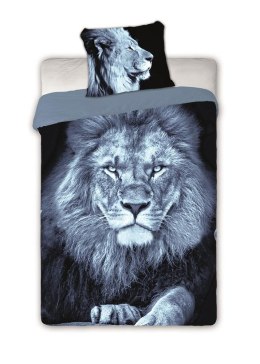 Pościel bawełniana 140x200 Wild Lew szara czarna 3132 dwustronna młodzieżowa poszewka 70x90