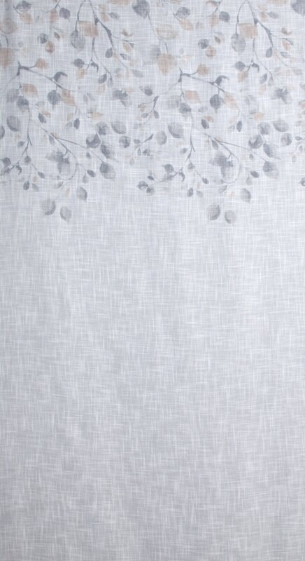 Zasłona 140x250 Ana biała beżowa z nadrukiem oraz z błyszczącą nitką gotowa na przelotkach Eurofirany