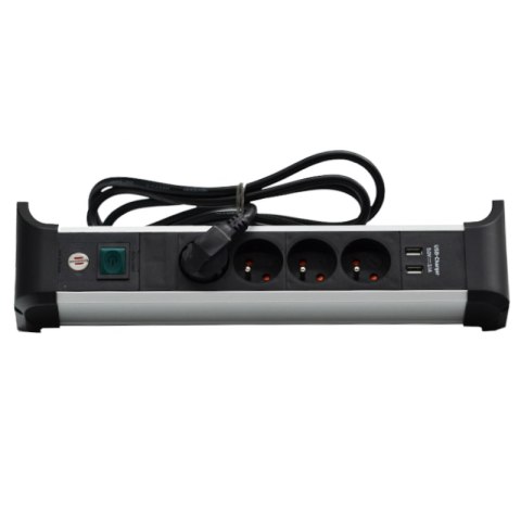 Listwa zasilająca Alu Office Line 4 gniazda 2 USB 1,8m srebrno/czarna Brennenstuhl 1391044410